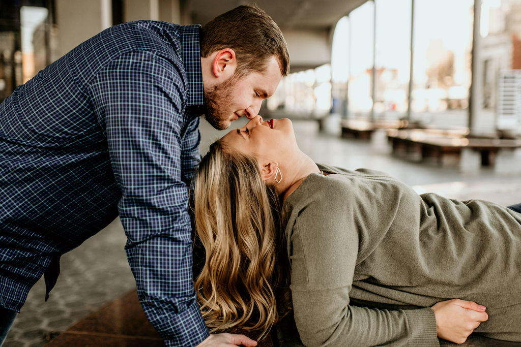 Engagement session at The Riverfront in Downtown Peoria Illinois