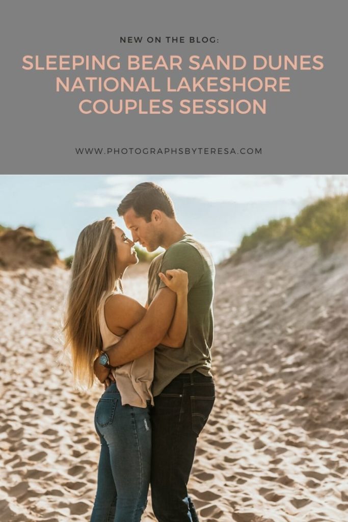 Sleeping Bear Sand Dunes National Lakeshore Couples Session, Photographs by Teresa, includes posing inspiration for an outdoor couples session. Book your Michigan couples session and browse the blog for more inspiration #couples #photography #couplesphotography #chicagophotographer