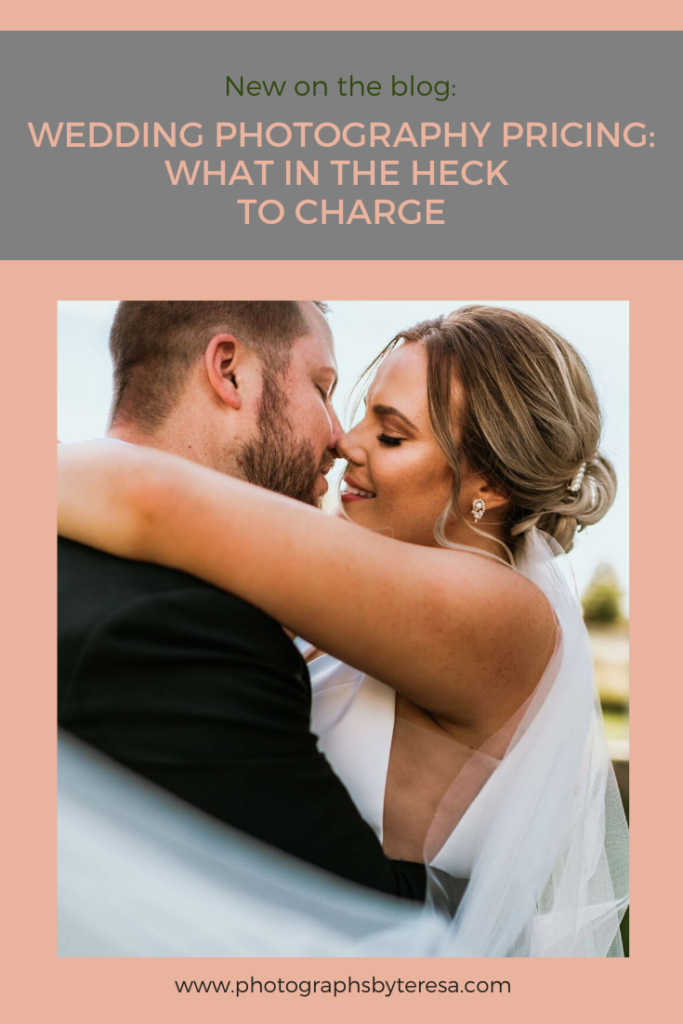 Wedding Photography Pricing: What in The Heck to Charge by Photographs by Teresa. Including tips for wedding and engagement photographers. Browse the blog or click through for more photography tips #weddingpricing #pricingguide #photographytips #tipsforphotographers